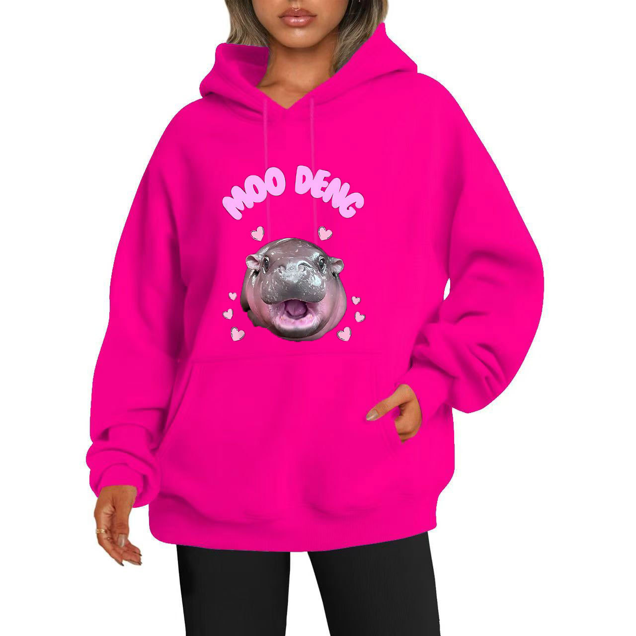 moo deng different couples' sweater spring and autumn 2024 new print high end internet celebrity hoodie_voghion.com