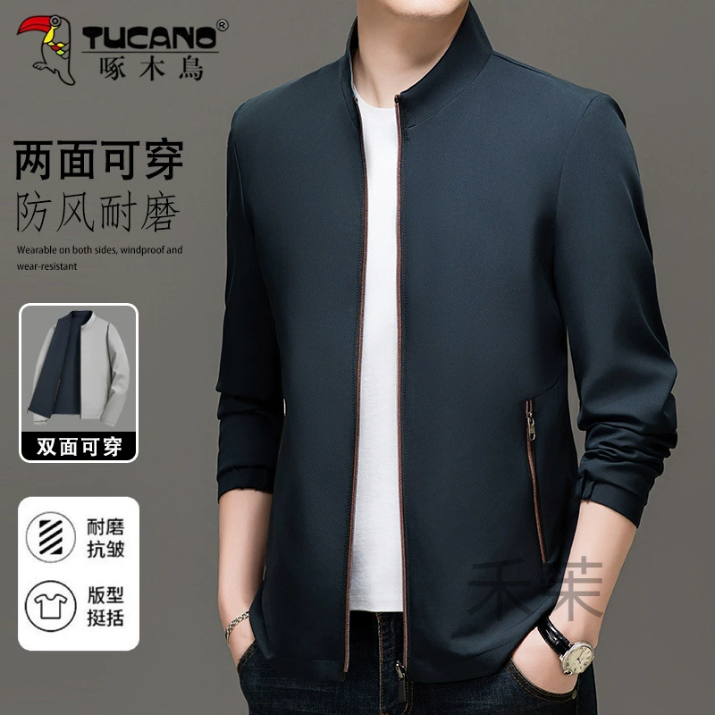 Мужская куртка Woodpecker, весенне-осенняя тонкая деловая куртка среднего возраста, повседневная куртка с воротником-стойкой, мужская одежда