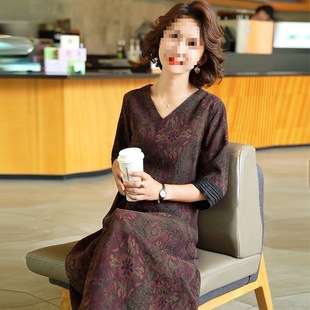 110kg Plus Size Mulberry Silk Dress for Mothers, New Summer Style with Elegant Printed Xiangyun Silk Dress