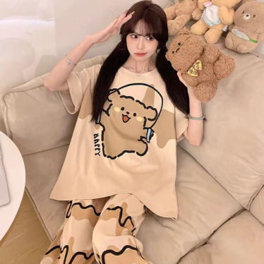 Pajamas for Women Summer 2025 New Short-Sleeved Pants Cute Printed Large Size Women's Home Wear Suit Women Summer