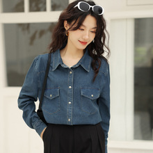 杨幂同款衣服牛仔衬衫女春秋季2025年新款叠穿内搭上衣衬衣潮