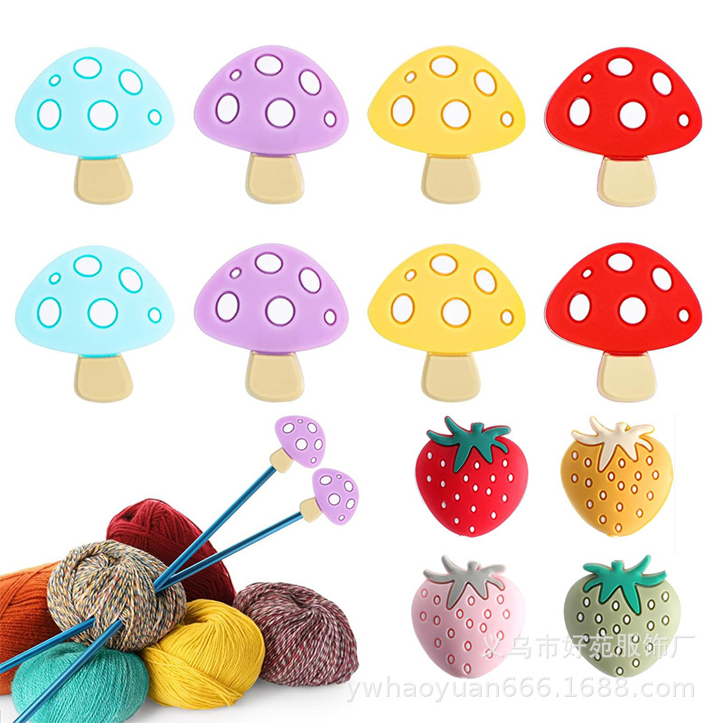 Cartoon Strawberry aguja taponador de agujas suéter aguja tapa DIY mano anti-dispersión aguja taponador de agujas accesorios de crochet aguja tapa