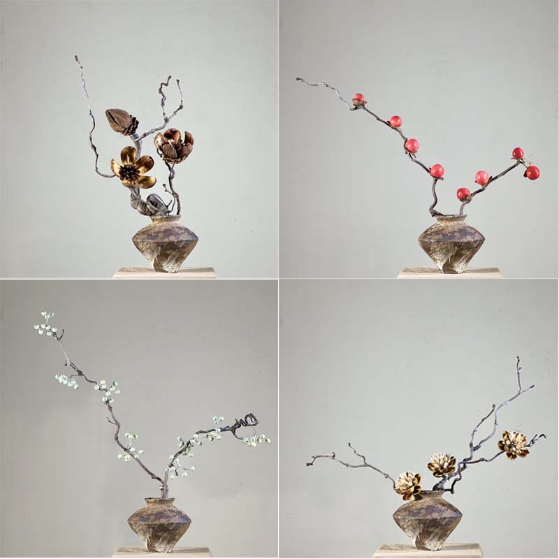 天然龙枣树中式花艺枯枝花瓶插花干花侘寂风禅意室内造景花材装饰