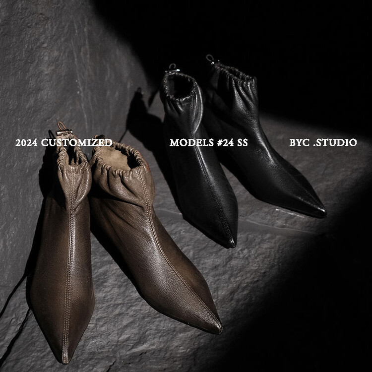 Demi-season fashionable low boots pointed-toe