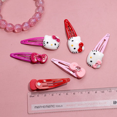 復古紅色kt貓髮夾可愛少女心邊夾劉海夾日韓發卡軟妹百搭夾子頭飾