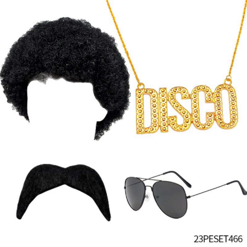 Fiesta de carnaval peluca barba falsa cosplay accesorios disco de los 70 collar de Elvis accesorios de los 90