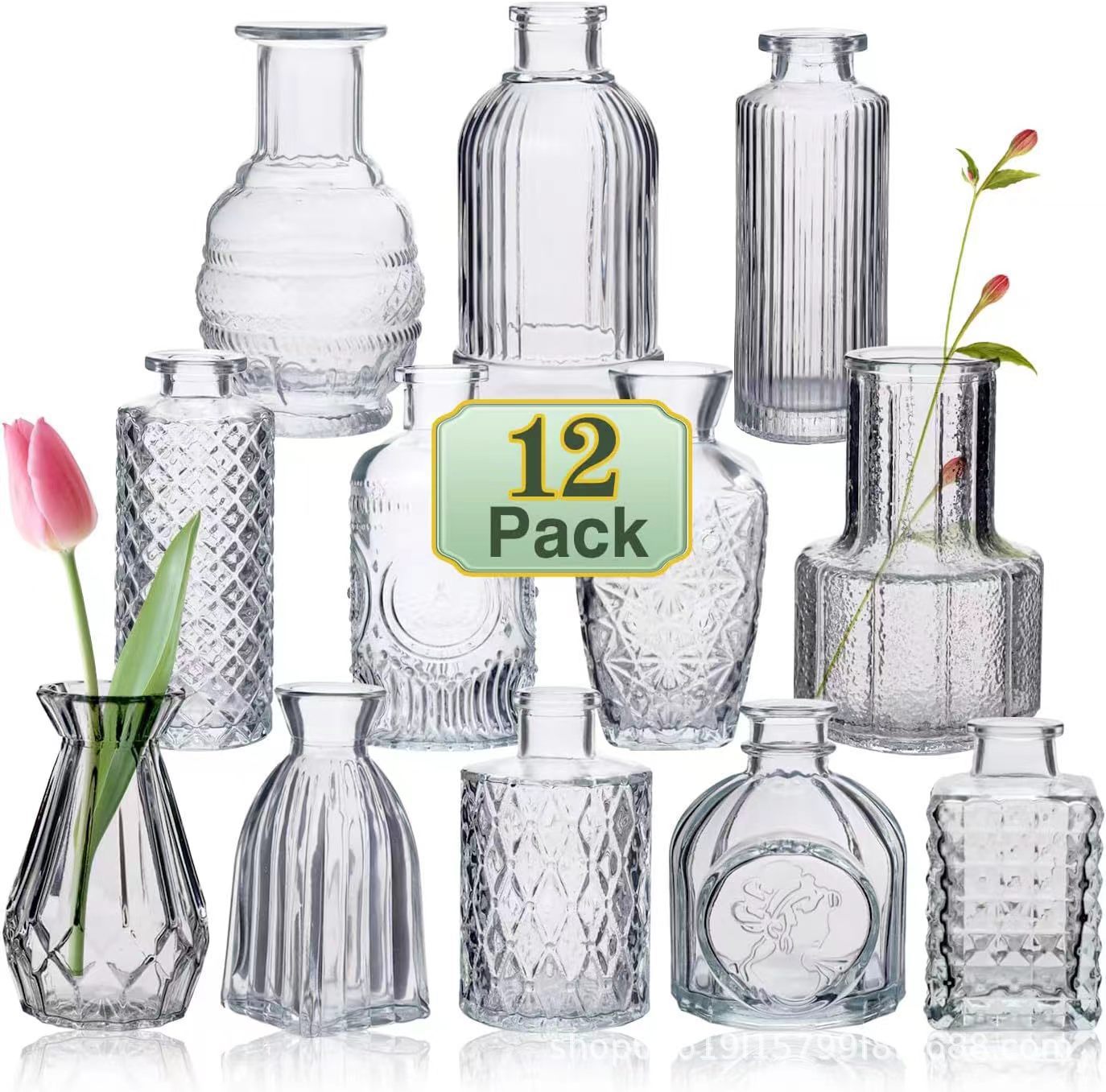 Relieve retro europeo azul y amarillo gradiente spray mini hidroponía jarrón aromático conjunto de jarrón de vidrio de flores secas