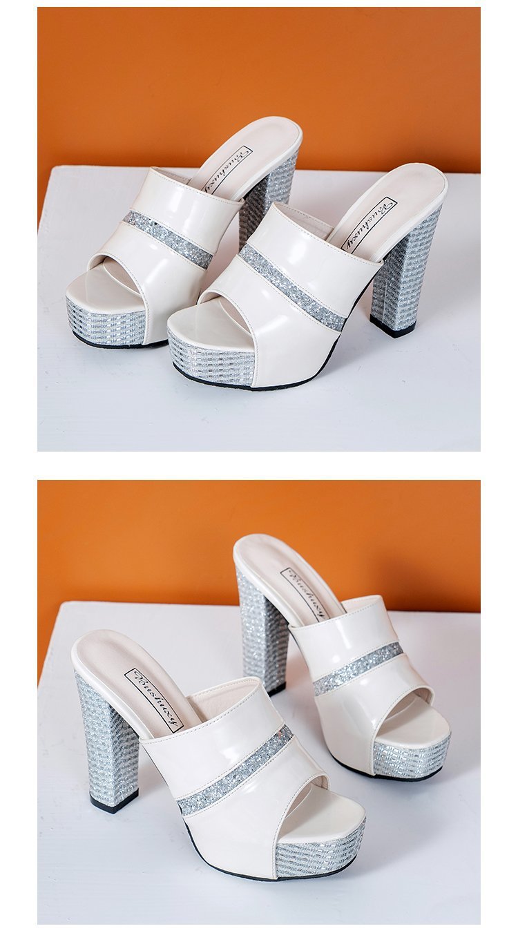 발편한여성샌들 가보시힐 규빅비즈샌들 여성뮬슬리퍼형샌들