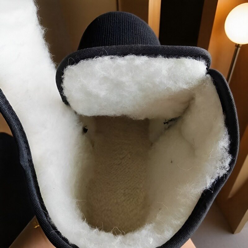 Giày bông mùa đông cổ cao lót lông giữ ấm, giày vải dán Velcro chống trượt cho nam nữ — 8001 Vải cotton dán - màu đỏ, 8001 Vải cotton dán Velcro - màu đen chi tiết 14