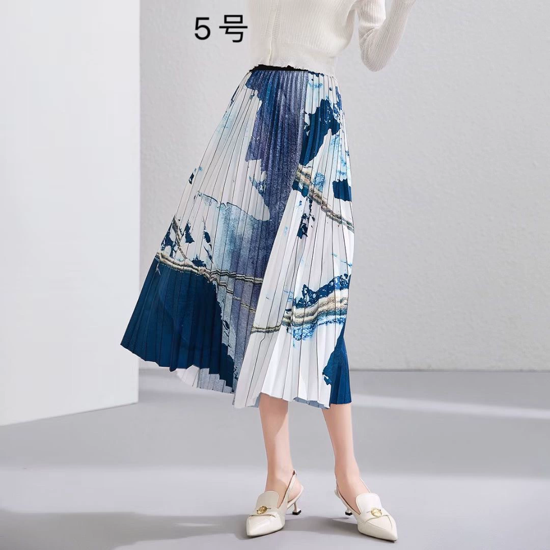 2024 новая юбка с высокой талией, юбка с длинной плиссированной юбкой