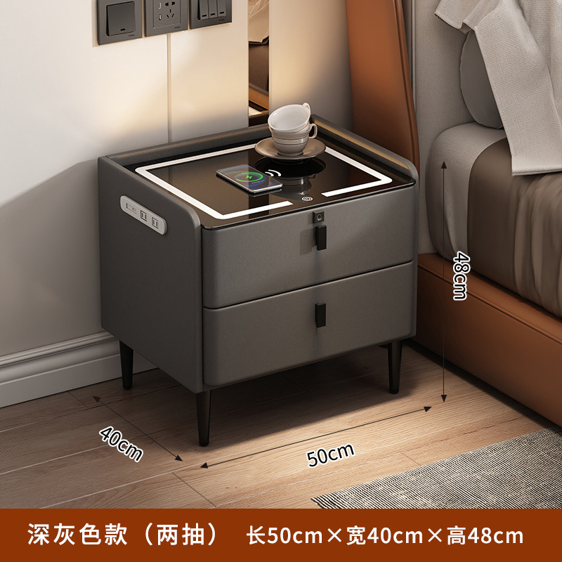 램프 + 무선 충전 + 지문 잠금 + 삽입 행 USB + 블루투스 오디오가있는 다크 그레이 2