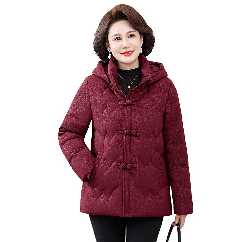 Warm brand short down jacket for mother, winter hoody, for middle age