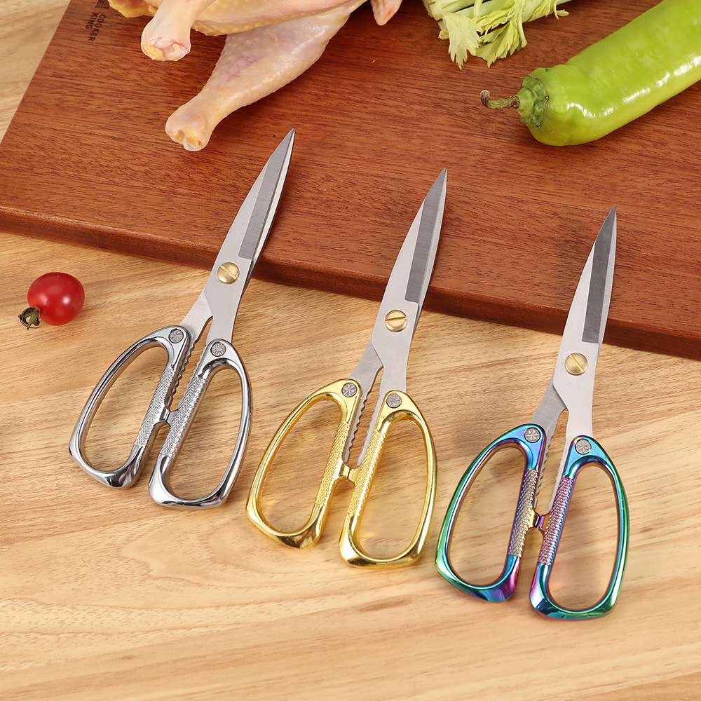 Xizhiyuan Multi-functional Kitchen Household Wedding Gift Scissors Stainless Steel Gold-plated Alloy Handle K26 Strong Shears