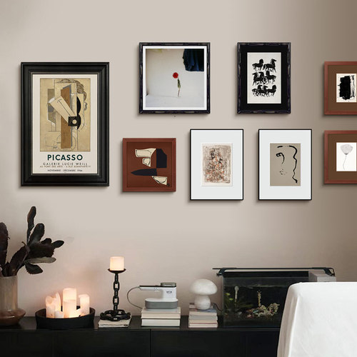 Modern Minimalist Abstract Light Luxury Artistic Combination Decorative Painting, Chinese Style Living Room Sofa Background Restaurant Fireplace Wall Art