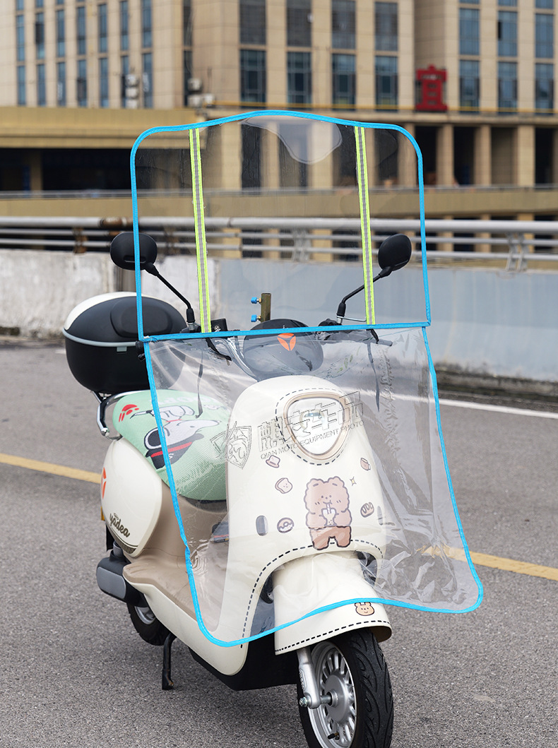Electric Vehicle Windshield, Battery Motorcycle Front Windshield, Summer Thickened Rain Shield, High-Definition Transparent Rainproof and Windproof