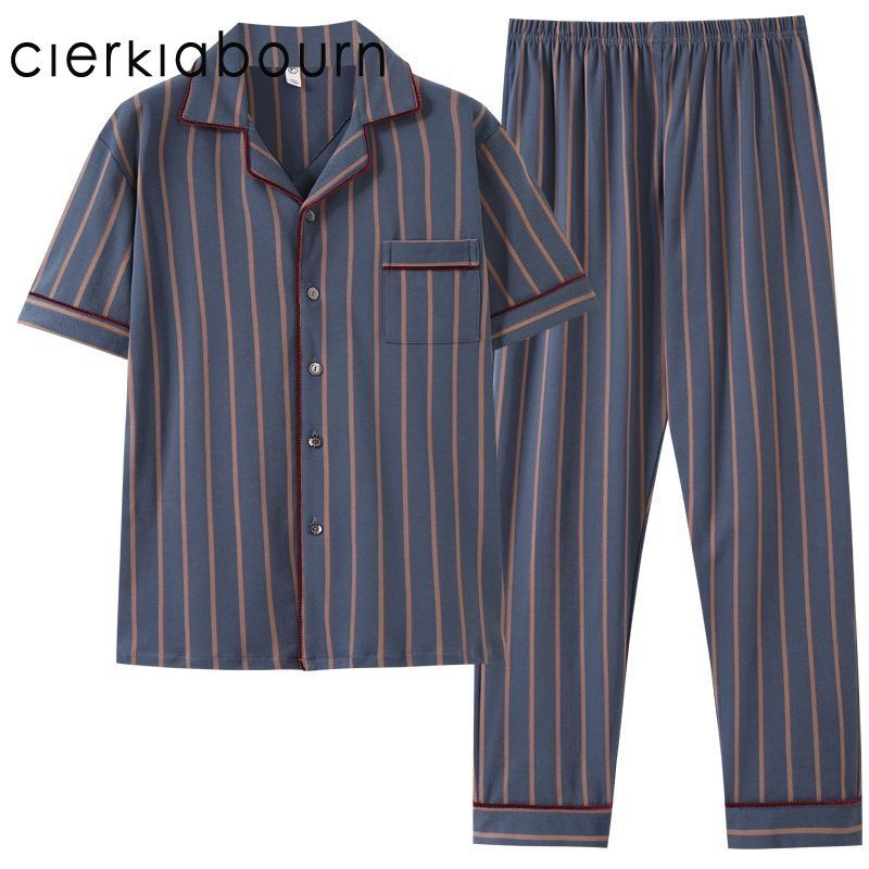 Pijamas para hombres verano 100 pantalones de mangas cortas para hombres verano delgado set de ropa de hogar de mediana edad 4XL