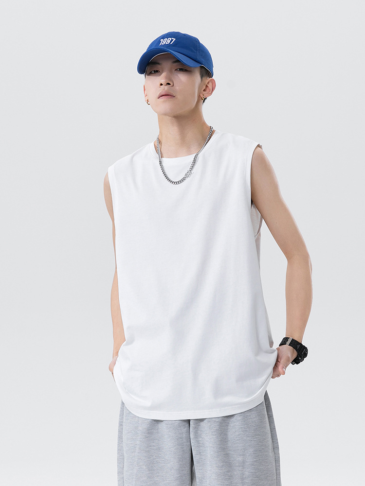 Ropa de hombre ACU | Chaleco de hombre de algodón puro marca de moda sin mangas camiseta de color sólido 2025 verano suelto top de fondo de todo fósforo