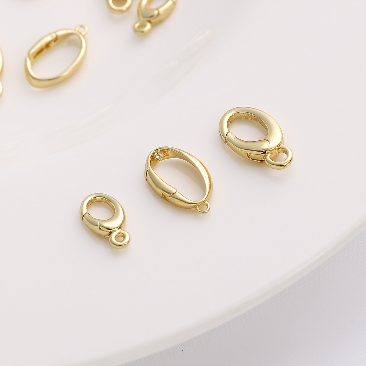 Polished Finish Simple Style Style 1 Piece 7 * 14mm Copper 14K Gold Plated Solid Color Polished Lobster Clasp Jewelry Accessories