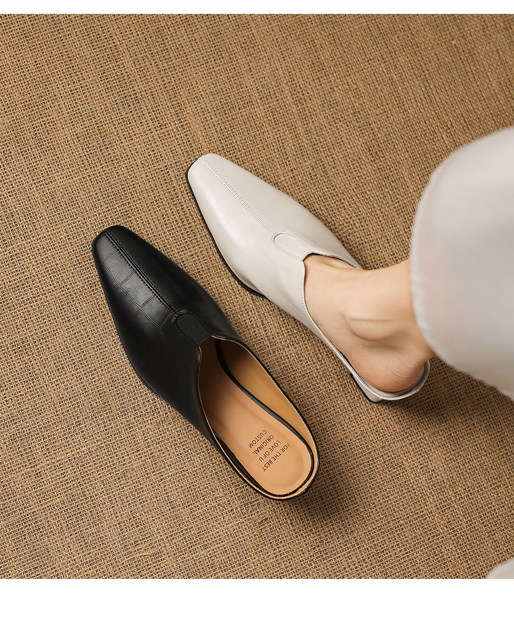 Sandal cao gót nữ mũi nhọn quai ngang gót 5 cm — đen chi tiết 2