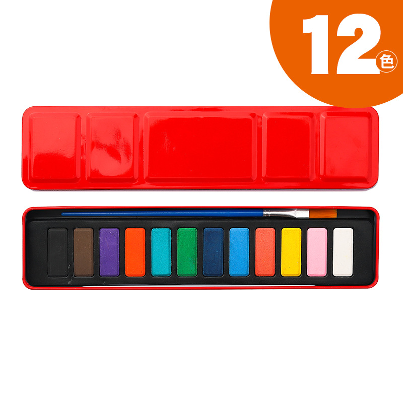 Pintura de acuarela sólida portátil traje caja de hierro suministros de arte pintado a mano pintura infantil pigmento en polvo transfronterizo