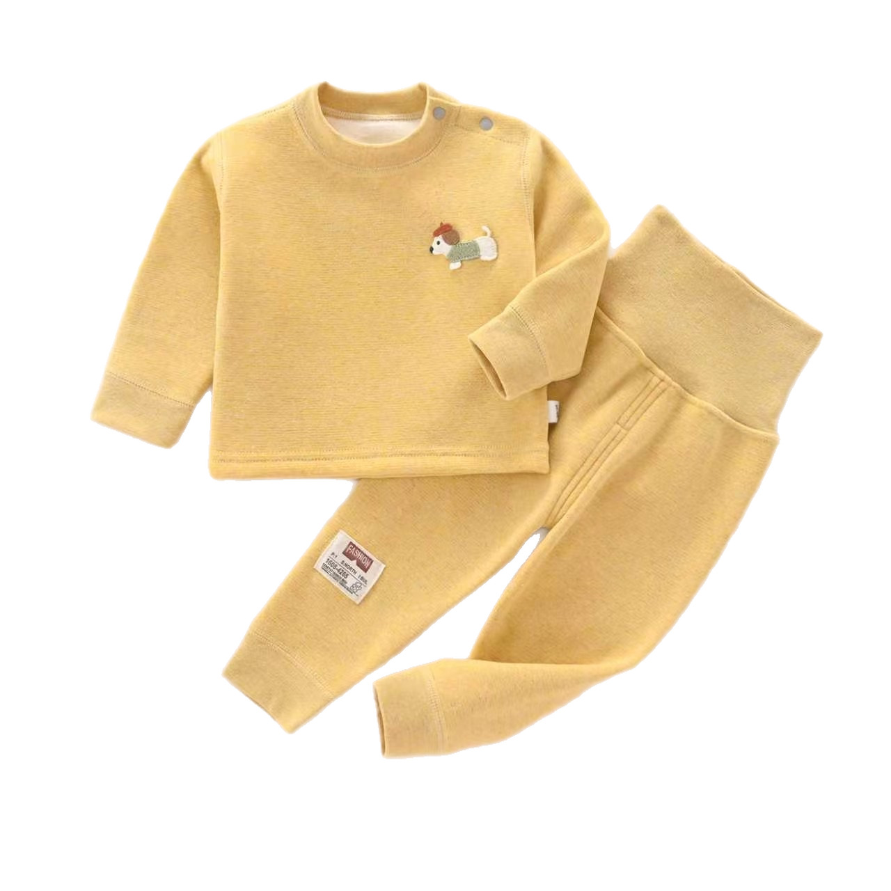 Paquete caliente de seda de colores brillantes, cachemira de invierno para bebés, cintura alta, abdomen para bebés, pantalones para niños, pijamas para niños
