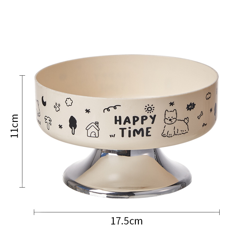 Tazón para gatos de acero inoxidable Tazón de pies altos para gatos Boca negra anti-derribear Tazón para perros Tazón para columna cervical anti-deslizante Tazón para mascotas de gran calibre