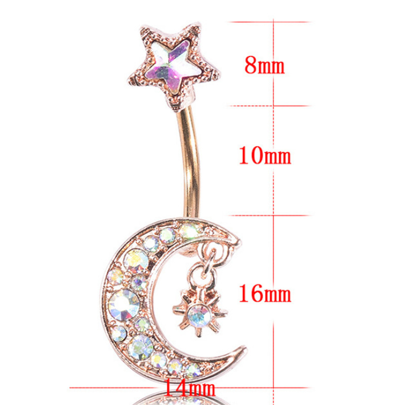Hold és csillag piercing gyűrű rozsdamentes acélból nőknek_voghion.com