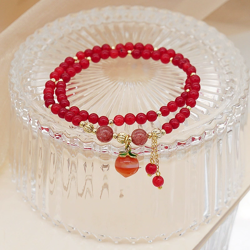 Новый китайский красный агат двойной браслет женский нишевые дизайн