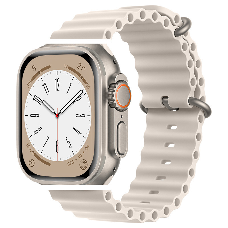 Suitable for iwatch Ultra 8 9 Series 38/40/41/42/44/45/49MM Outdoor Sports Double Button Ocean Silicone Watch Strap Accessories (non Watch)_voghion.com