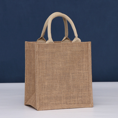 Wholesale Shopping Gift Jute Bags Advertising Promotional Yellow Hemp Bags Linen Storage Handheld Bags with Logo Printing
