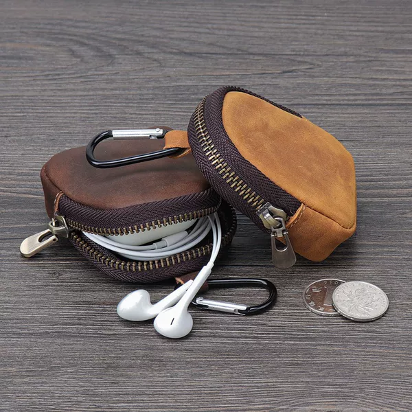 Small Wallet Original Japanese Style Youth Coin Purse Zipper Soft Leather Earphone Case Key Holder Pendant