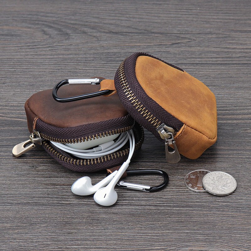 Small Wallet Original Japanese Style Youth Coin Purse Zipper Soft Leather Earphone Case Key Holder Pendant
