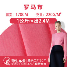 220g春夏涤纶罗马布30s哥弟纹纯涤针织面料单面T恤休闲服布料