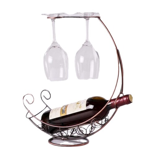 Pirate Ship Red Wine Rack Ornament European Iron Wine Bottle Rack Creative High-Heeled Red Wine Glass Rack Upside Down Wholesale