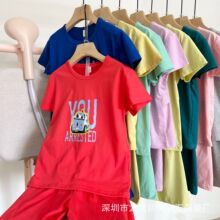 25夏天孩子的衣服短袖短裤两件套童装批发套装凉爽摆地摊夜市包邮