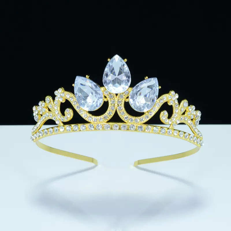 欧美女士合金发箍头饰水晶新娘王冠流行镶钻发冠生日派对皇冠发箍
