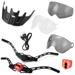 透明风镜配件数据线充电灯自行车骑行头盔大帽檐透气头盔防护