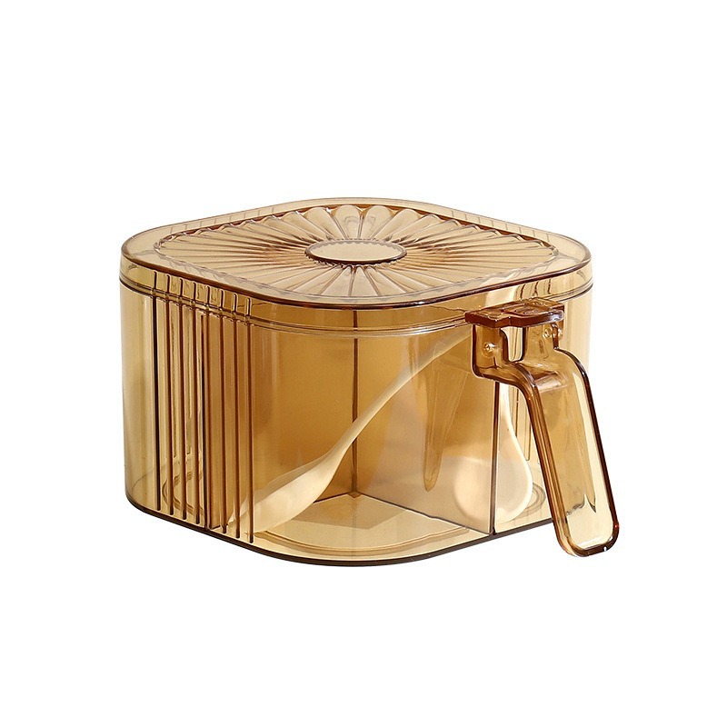 Caja de condimentos de lujo ligera, cocina doméstica, conjunto de latas de condimentos de cocina de cuatro cuadrados con cubierta, caja de condimentos de almacenamiento