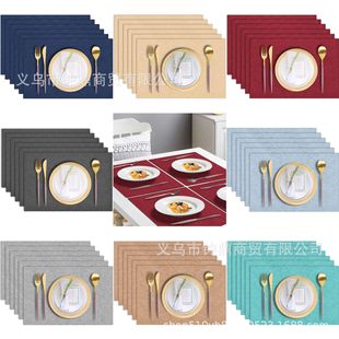 2025Temu Popular Pure Color Placemat Linen Material Non-Slip Dustproof Heat Insulation American Simple Table Decoration Placemat