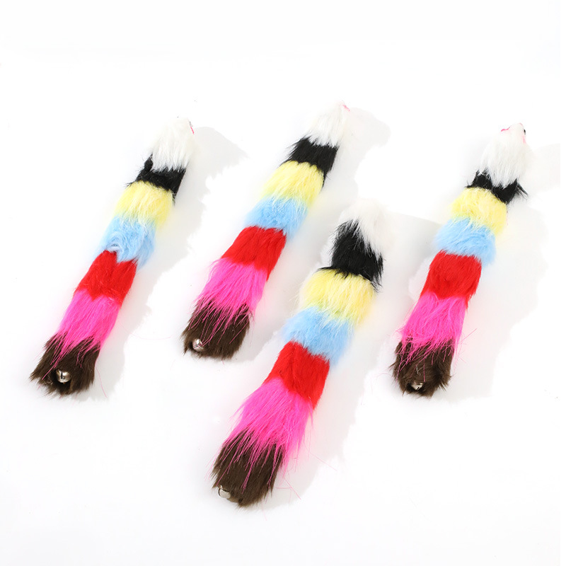 En stock al por mayor divertido gato suministros gato juguetes con campana 30cm colorido felpa alargada simulación ratón juguetes para mascotas