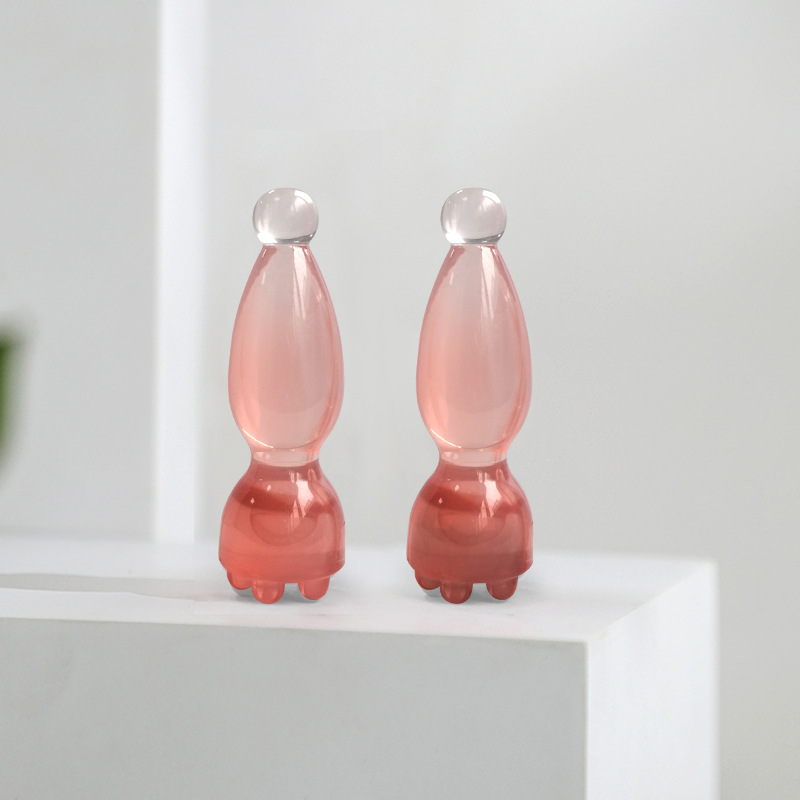 masajeador de ojos de loto pequeño madera de sándalo violeta corno de buey barra de raspado facial drenaje meridianos puntos instrumento de acupuntura