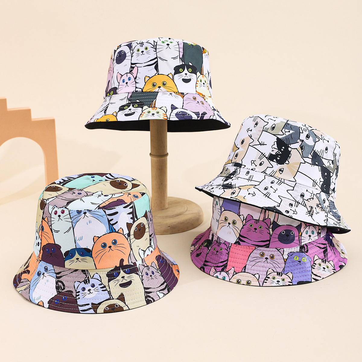Xiyin Temu Is Recruiting Distributors. One Piece of Double-Sided Printed Fisherman Hat with Cross-Border Labeling Can Be Communicated with the Factory