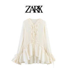 ZARK 欧美新款时尚拼接蕾丝衬衫  跨境外贸女装批发 5919217 712