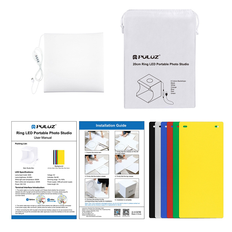 PULUZ Fat Cow 3 temperatura de color LED anillo luz resalte portátil traje estudio pequeño ACCESORIOS FOTOGRÁFICOS equipo