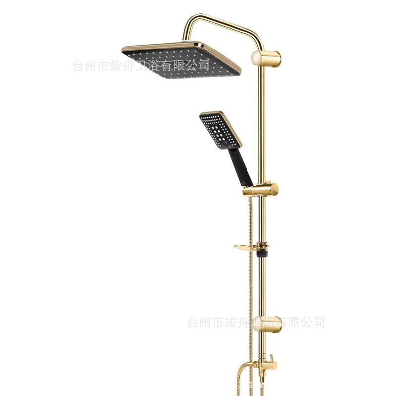 Ducha de cobre transfronterizo conjunto de ducha de válvula de mezcla negra bañera de grifo de ducha simple booster top