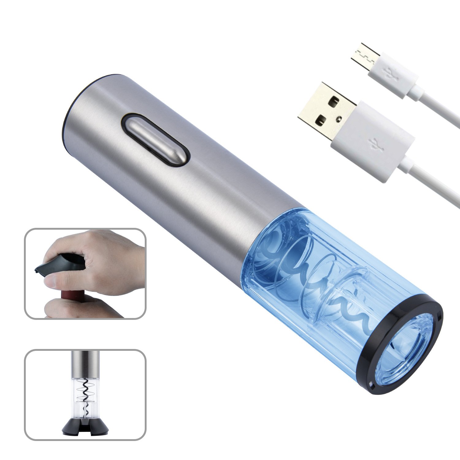 镭雕LOGO批发电动开瓶器 自动电动红酒开瓶器 葡萄酒酒具充电套装