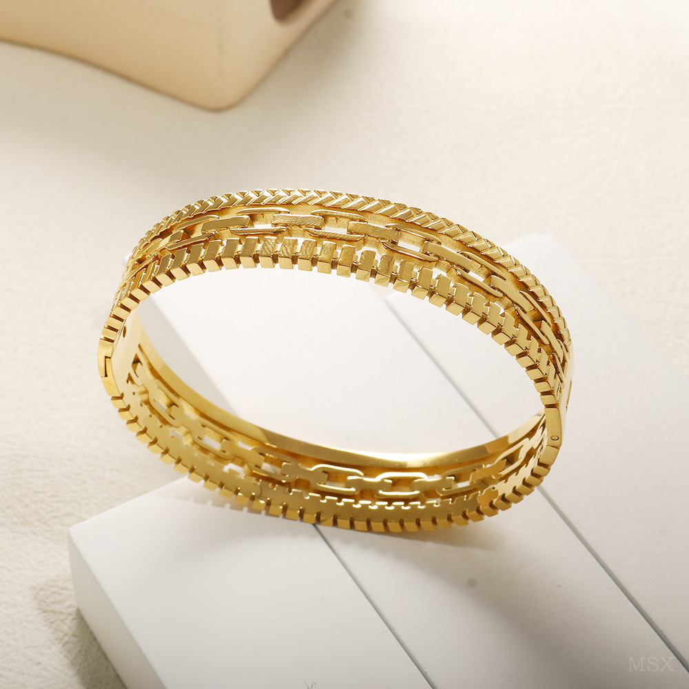 Personalised Titanium Steel Double Strand Cuban Link Ring For Women_voghion.com