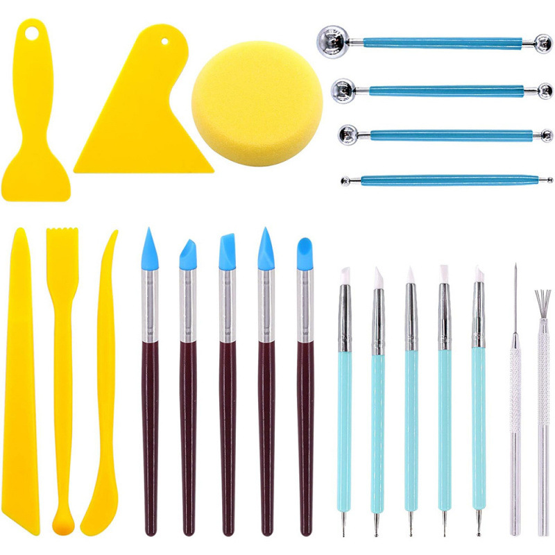Herramientas de cerámica transfronterizas de acero inoxidable bola varilla de piedra plástica arcilla conjunto de barro de cerámica herramientas manuales escultura cuchillo penetración