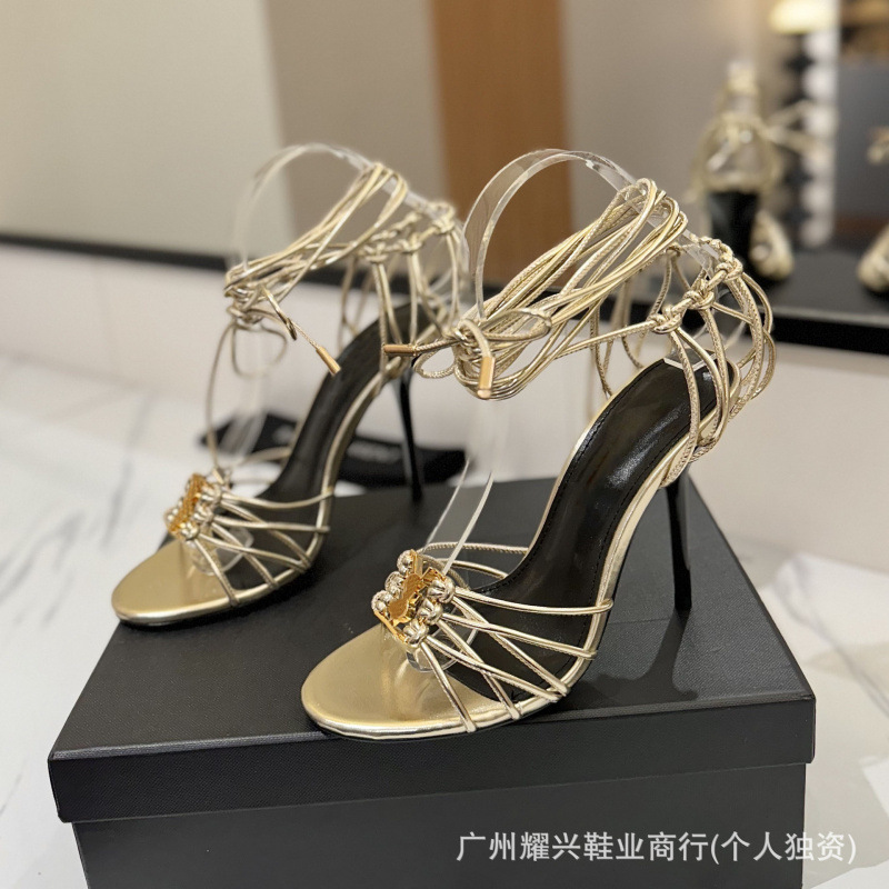 French-Style Light Luxury Strappy High-Heeled Sandals, Sexy Stiletto Open-Toe Design, Elegant Socialite Style, Versatile Women's Shoes for Commuting