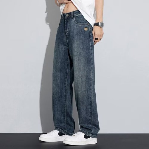 American Retro Denim Jeans for Men - 2025 Spring and Summer Versatile Streetwear High-Street Casual Loose Straight Leg Pants
